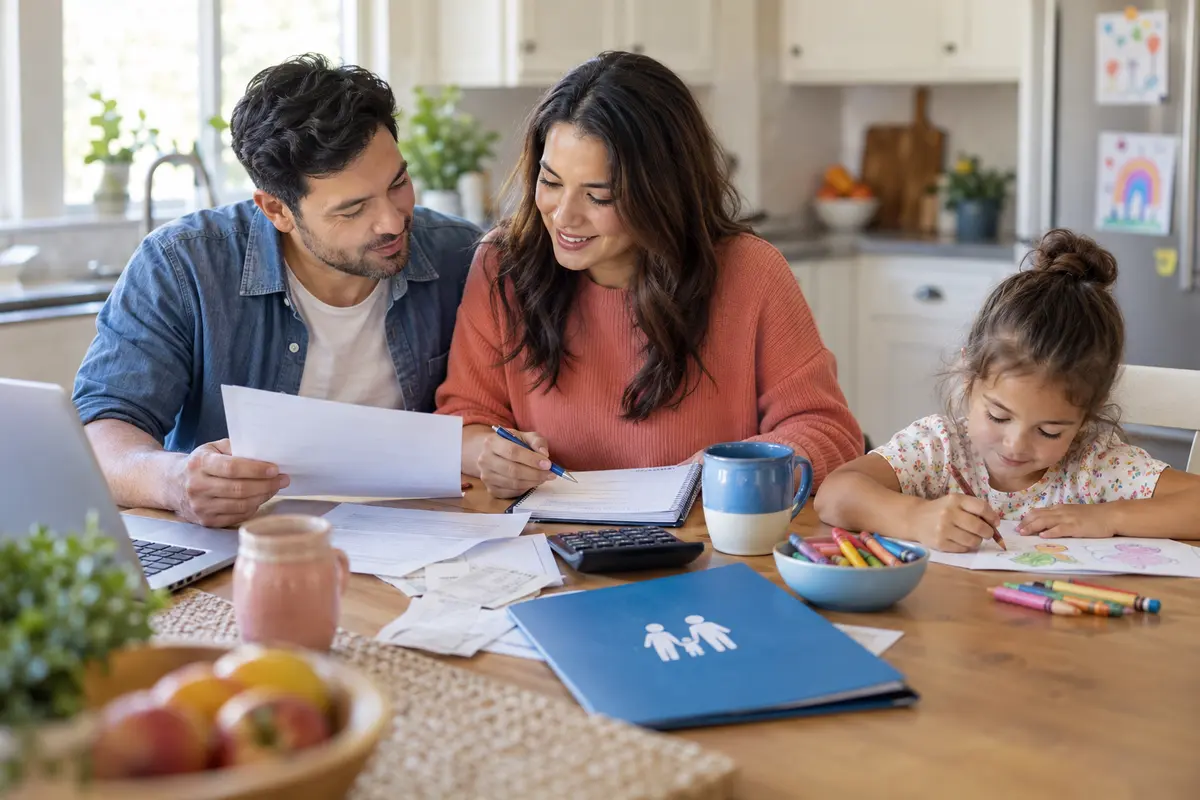 US family reviewing the 2026 Child Tax Credit with tax documents