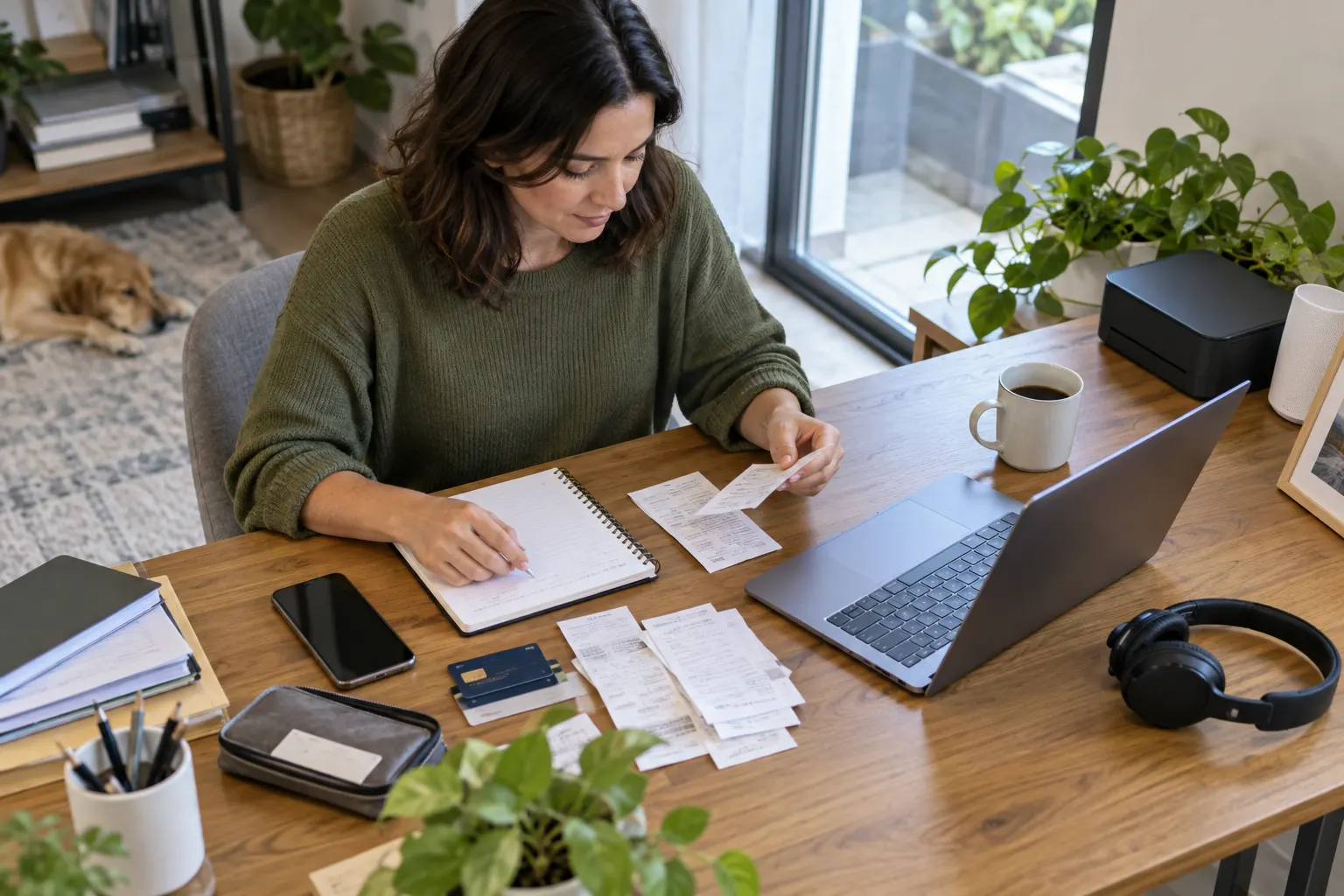 Hybrid worker sorting receipts and records for Australian work-related deductions