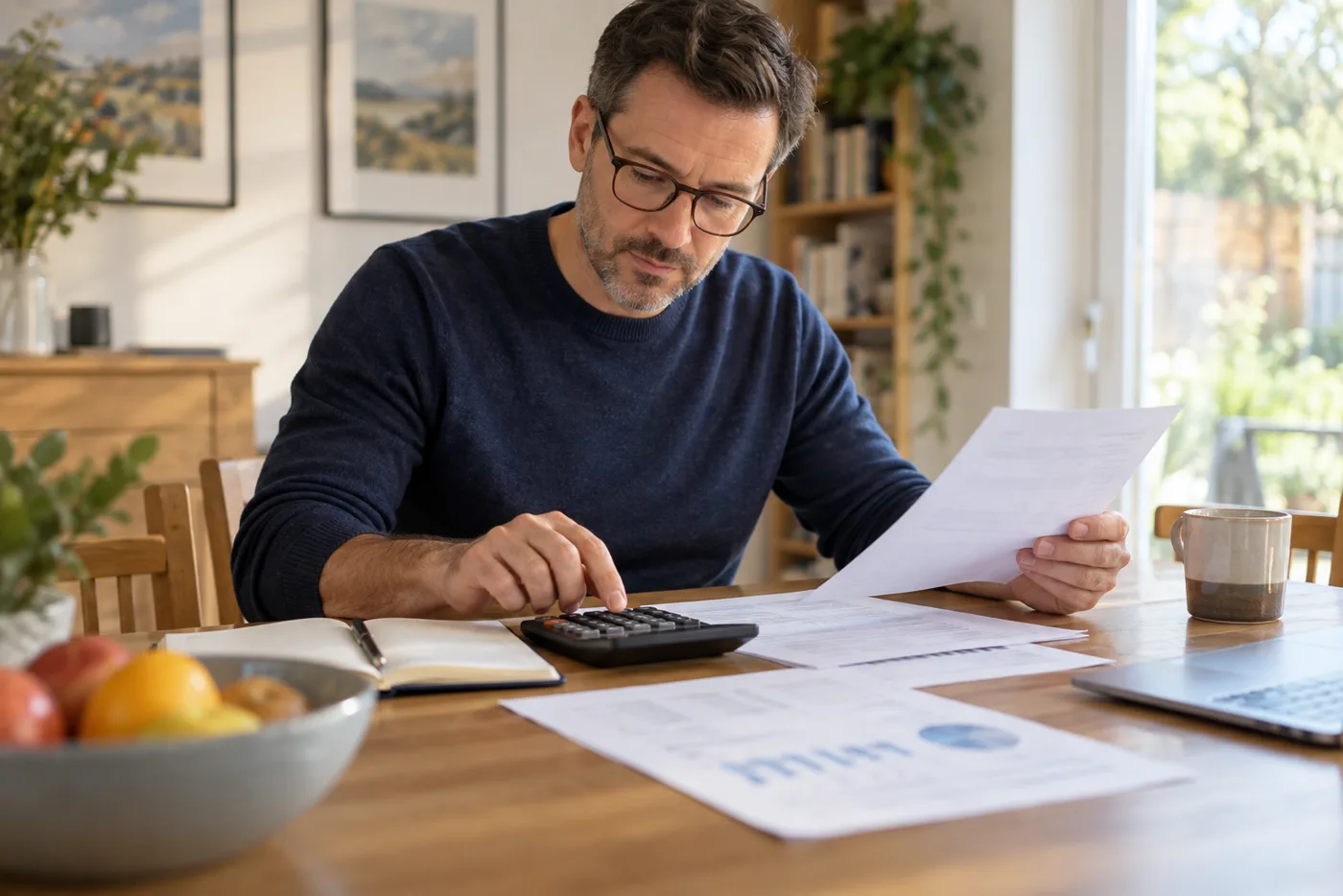 UK professional calculating workplace pension contributions and tax relief