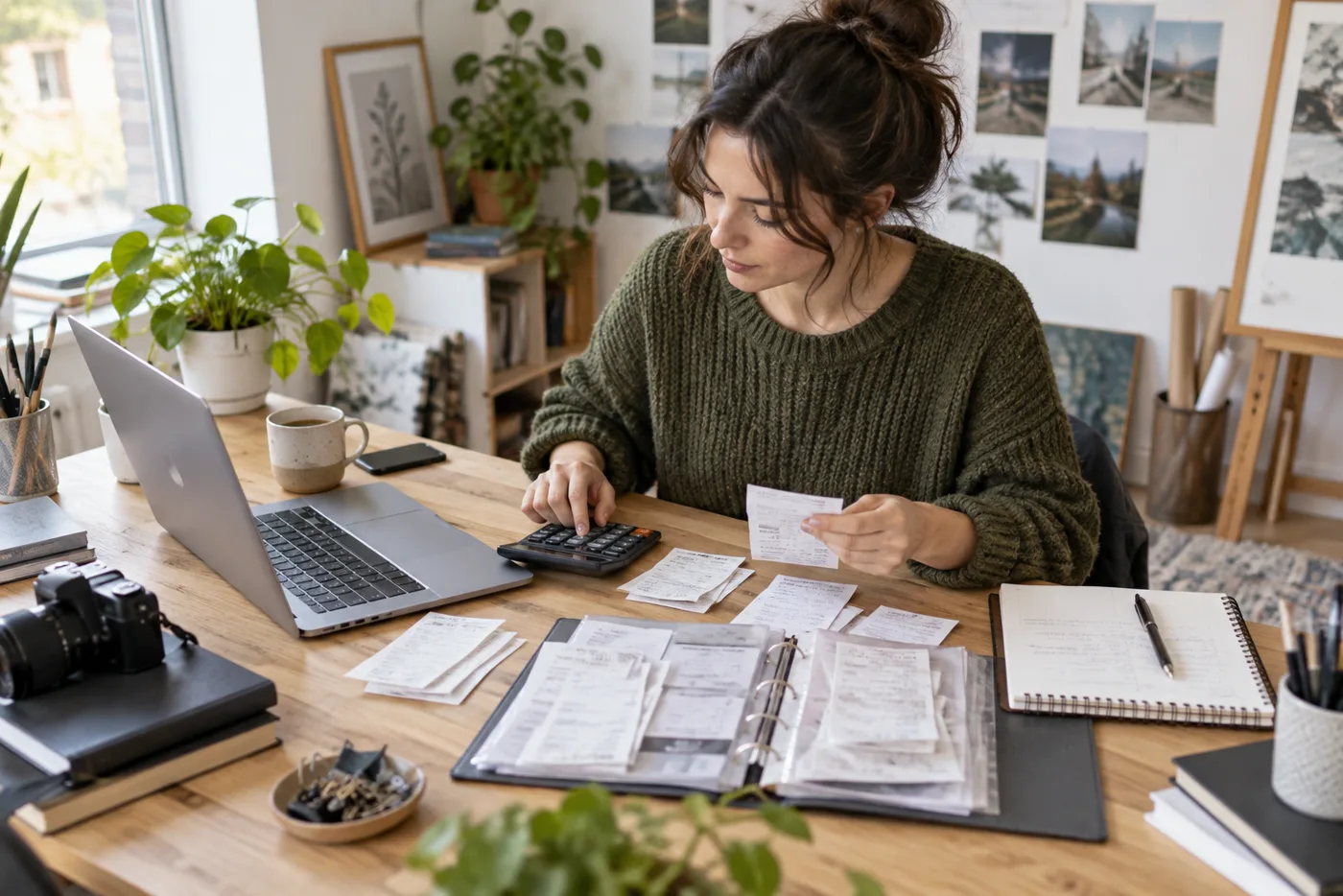 Self-employed UK professional organising receipts for a Self Assessment estimate
